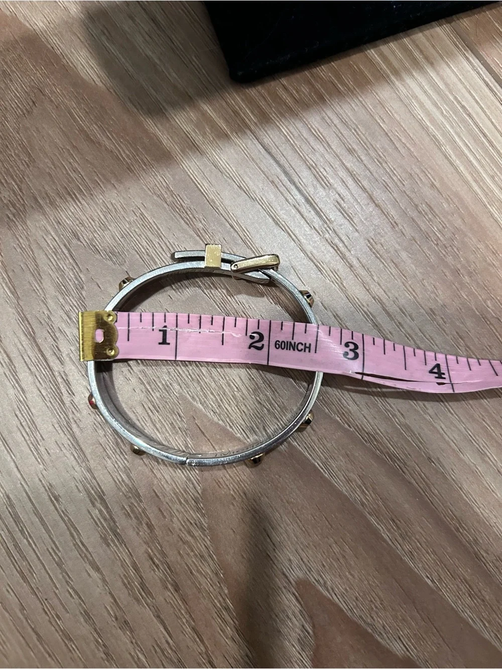 Michael Kors Colby Two-Tone Buckle Hinged Bangle Bracelet Signed Studded 90s Y2K